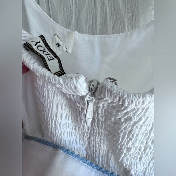 NEW EDDY Katherine Dress in white whimsy belted embroidered sz: M $598 - Picture 13 of 14